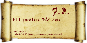 Filipovics Mózes névjegykártya